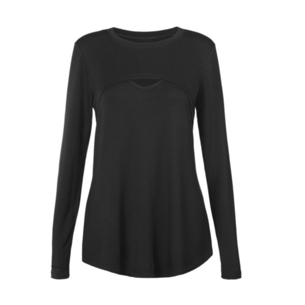 Cabi Peekaboo Long Sleeve Top Womens Medium Black Cutout Stretch Style #4201